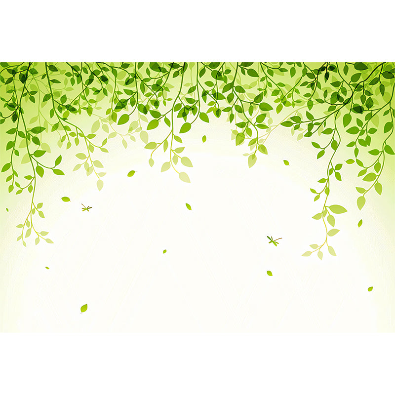 Giant Fresh Mural Wall Decor Pastel Green Tiny Leaf Wall Mural, Made to Measure