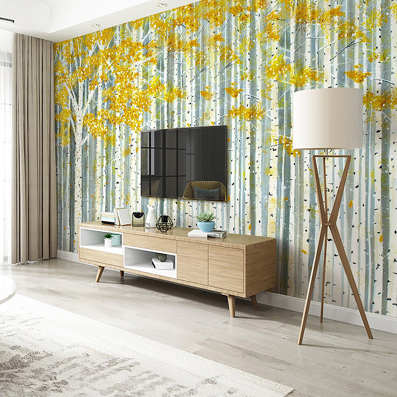 American Wall Art for Living Room, Yellow and Green Birch Tree, Personalized Size Available