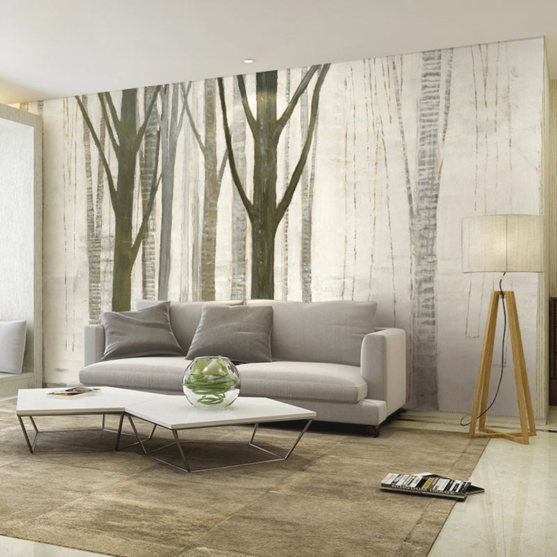 Giant Wall Mural Dark Green Tree Non-Woven Fabric Wall Covering for Decor, Custom-Made