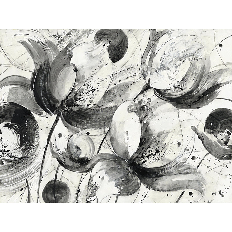 Stain-Resistant Non-Woven Mural Wallpaper Traditional Lotus Wall Art for Living Room