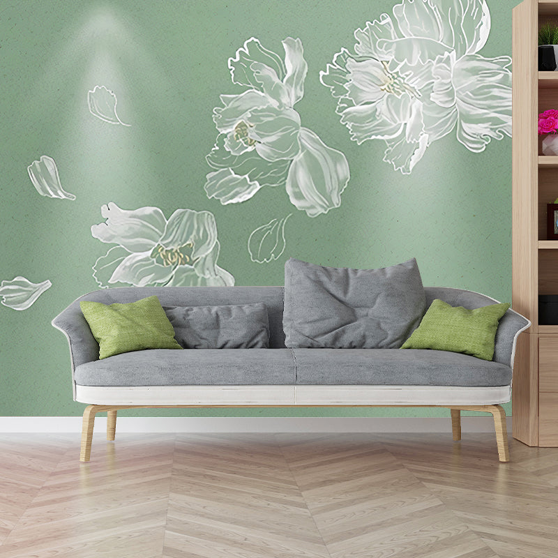 Stain-Resistant Flower Wall Covering Classic Mural Wallpaper for Living Room