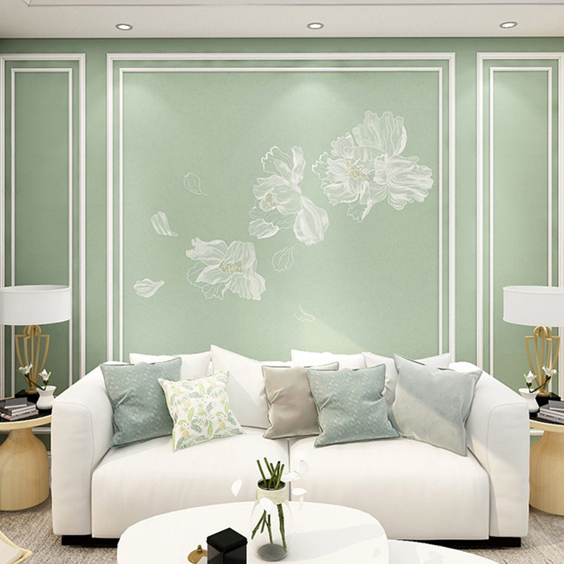 Stain-Resistant Flower Wall Covering Classic Mural Wallpaper for Living Room