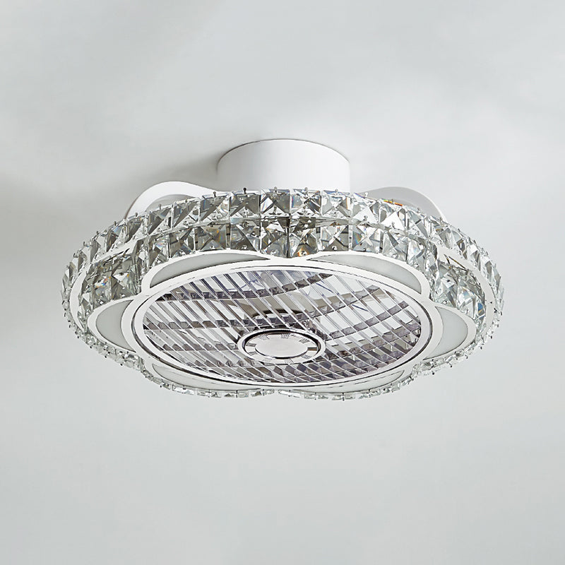 Modernistische Blumendecke Lüfterlampe Facetted Crystal Ess Room LED LED LECHTE Leuchte in Weiß, 19,5 "Breite