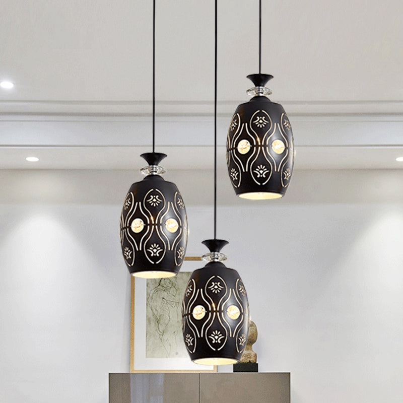 Globe/Oval/Water Cluster Cluster Pendant Modernista Metallic 3 teste Sala da pranzo Pendulum Light in Black
