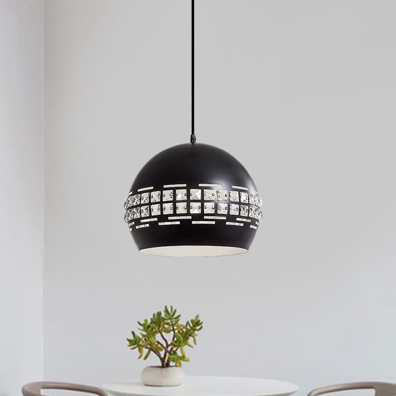 Pendentif minimaliste 1 tête de chute avec une teinte métallique finition noire lampe à suspension de plafond en forme de dôme