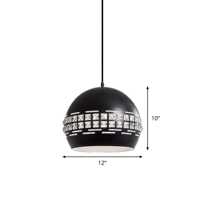 Minimalist 1 Head Drop Pendant with Metal Shade Black Finish Domed Ceiling Suspension Lamp