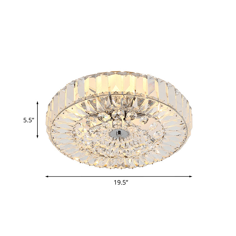 Beveled Cut Crystal Round Flushmount Simplicity 6 Heads Bedroom Ceiling Lighting in Gold