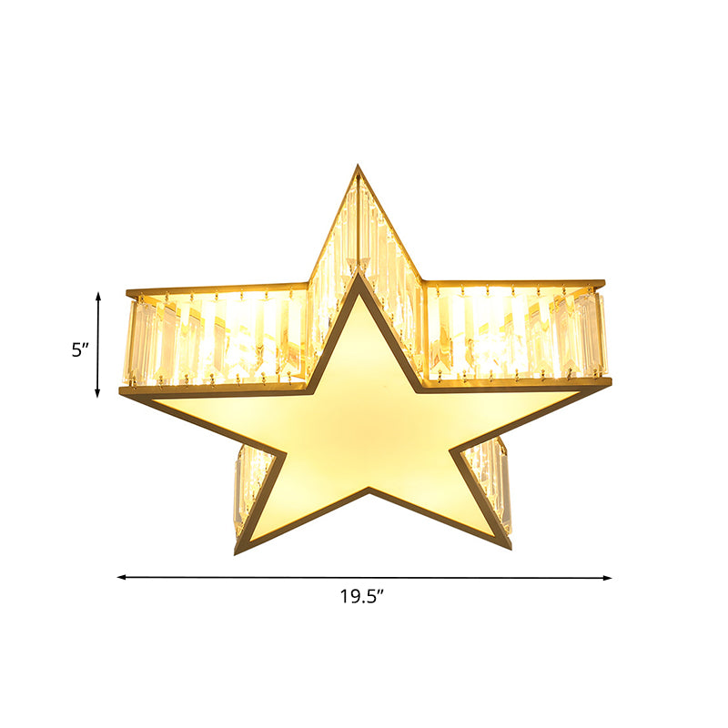 5 Luci Soffitta Flush Mount Simple Bedroom Flush Light Fixture con Star Crystal Shade in Gold