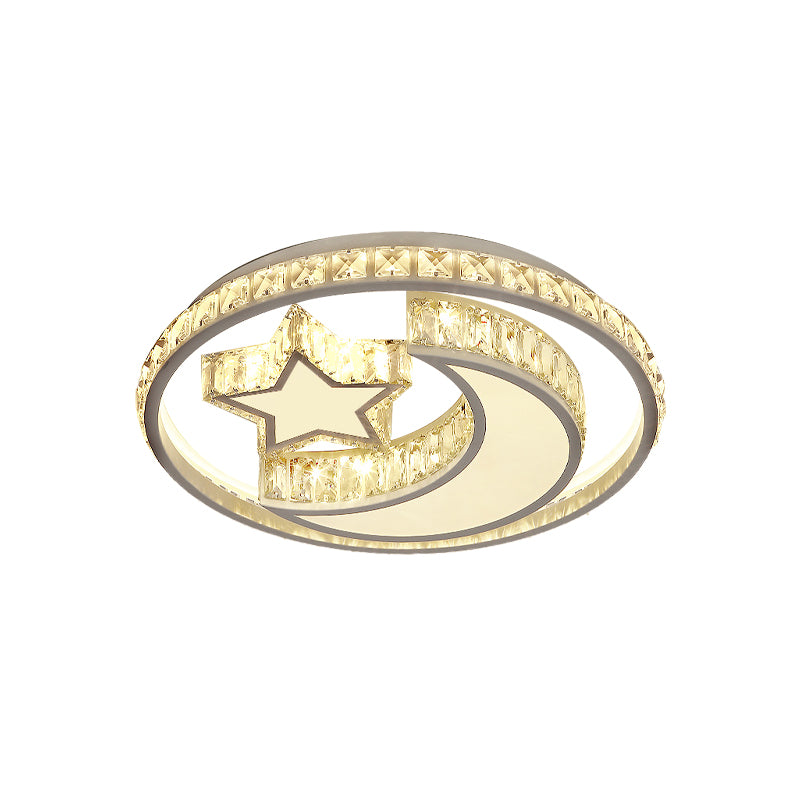 Cristal Lune et Étoile Plafonnier Modernisme Chambre LED Lampe Encastrée en Blanc