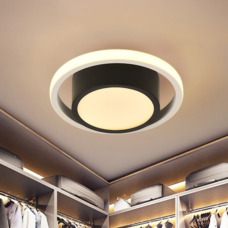 Eigentijdse ronde inbouwlamp van acryl woonkamer LED dicht bij plafondlamp in zwart, wit/warm licht
