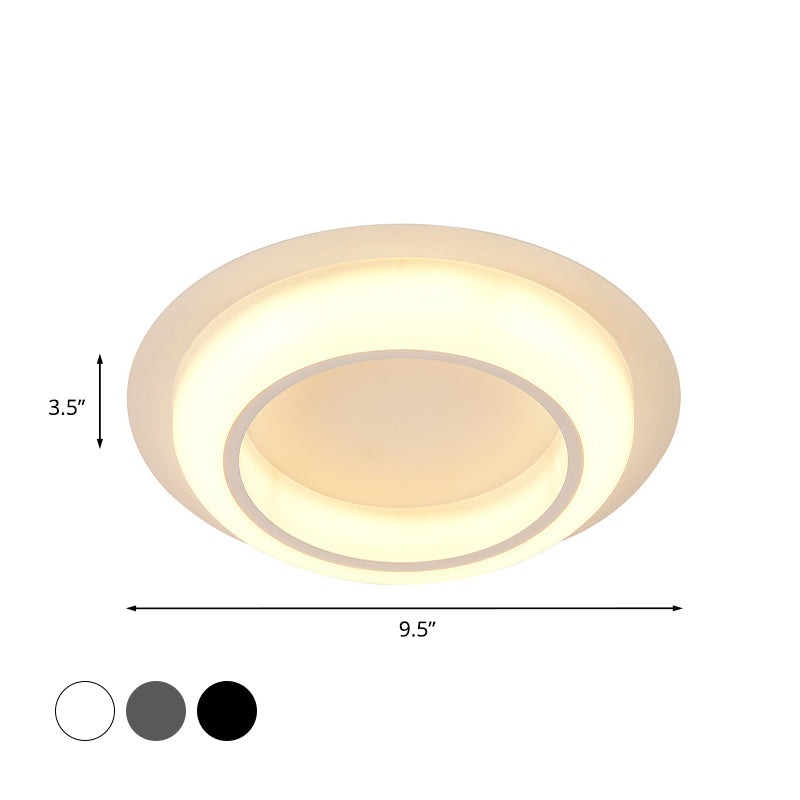 Plafonnier LED en acrylique en forme de cercle, design nordique noir/blanc/gris, luminaire encastré pour chambre à coucher