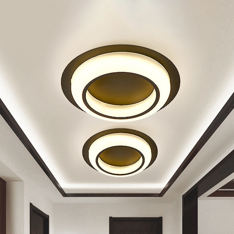 Plafonnier LED en acrylique en forme de cercle, design nordique noir/blanc/gris, luminaire encastré pour chambre à coucher