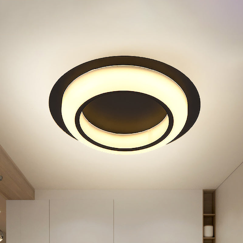 Iluminación de techo acrílica en forma de círculo, accesorio de montaje empotrado LED nórdico negro/blanco/gris para dormitorio