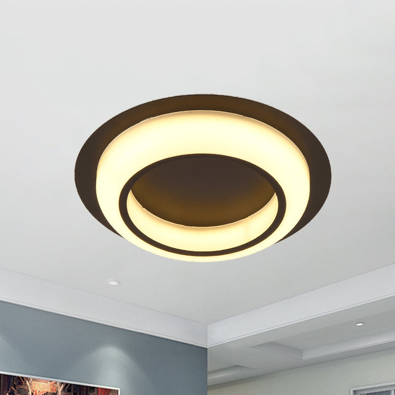 Plafonnier LED en acrylique en forme de cercle, design nordique noir/blanc/gris, luminaire encastré pour chambre à coucher