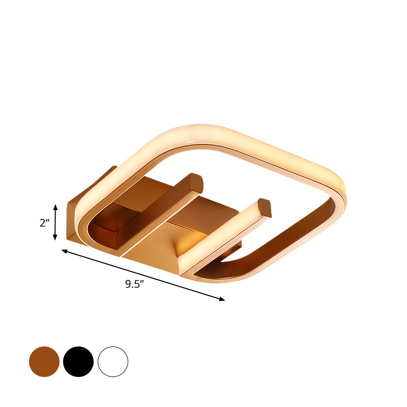 Metallic Geometrical Flush Monte Nordic White / Black / Gold LED Massimale Light Fixture in White / Warm Light per Hallway