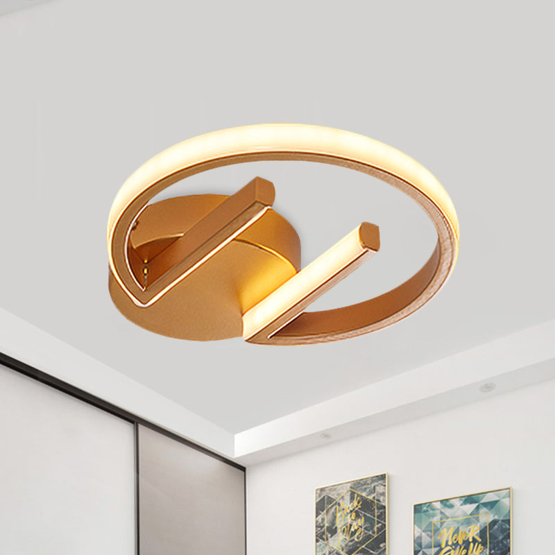 Gold Geometric Flush Mount Lamp Simplicity LED Metal Ceiling Light Fixture, White/Warm Light