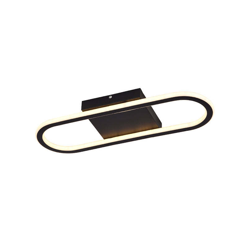 15 "/19" L Metallo Ellisse Flush Light Semplicity Black / White LED Tetto Montato Fissaggio, Bianco / Caldo Luce