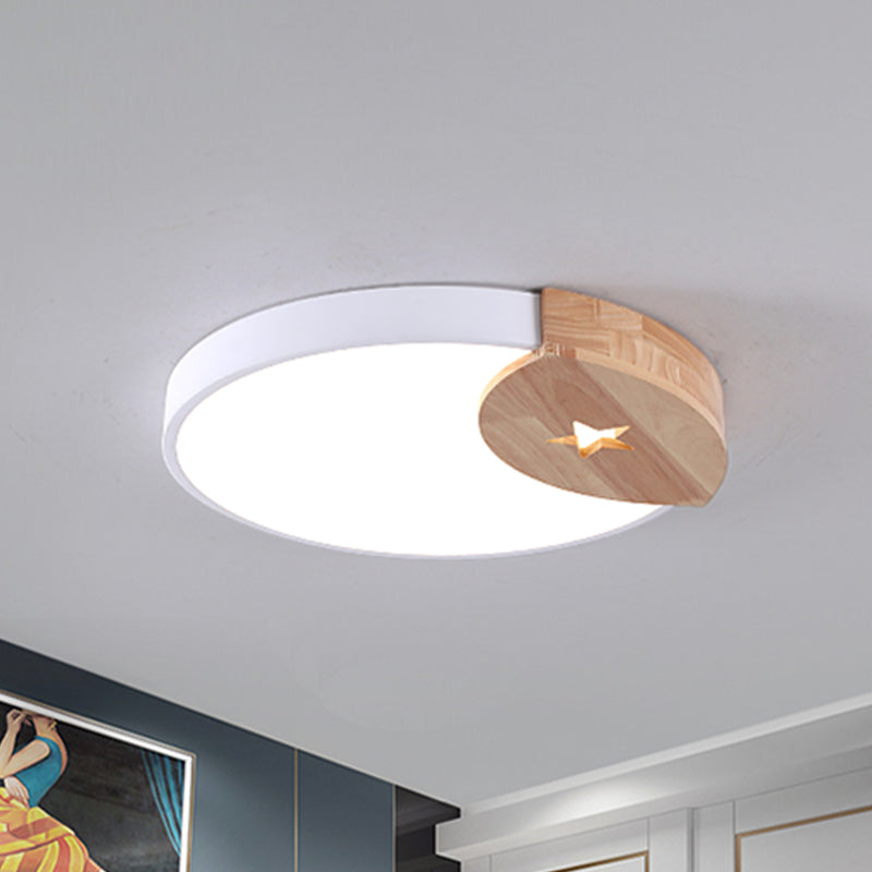 9"/12" W Circle Ceiling Mounted Fixture Modern Acrylic White LED Flush Light in White/Warm Light