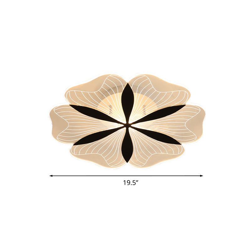 Flower-Like Flush Light Nordic Metal LED Bedroom Ceiling Flush Mount in Black, White/Warm Light