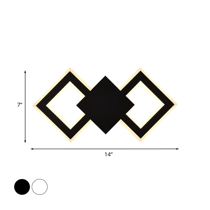 Zwart/wit rhombus Wandverlichting Idee Noordse LED -metalen SCONCE LIMMUTER VOOR SLAAPKAMER, WIT/WART LICHT