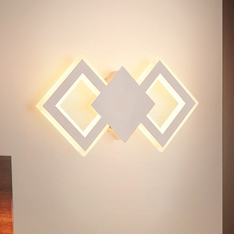 Zwart/wit rhombus Wandverlichting Idee Noordse LED -metalen SCONCE LIMMUTER VOOR SLAAPKAMER, WIT/WART LICHT
