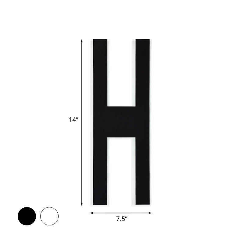 Alphabet Metal Wall Lamp Modern LED White/Black Sconce Light Fixture for Bedside in White/Warm Light
