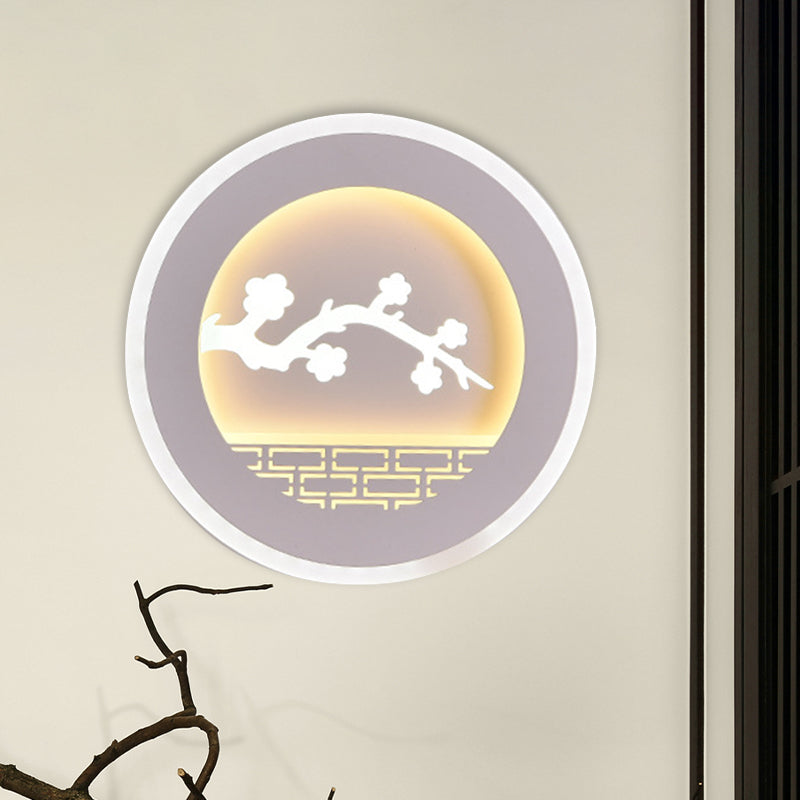 Simplicité Cercle Conce Light avec voilier / arbre Salle d'étude en acrylique LED LEMPUR MUR ALIMENTATION EN BLANC