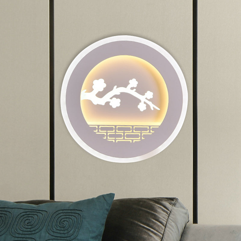 Simplicité Cercle Conce Light avec voilier / arbre Salle d'étude en acrylique LED LEMPUR MUR ALIMENTATION EN BLANC