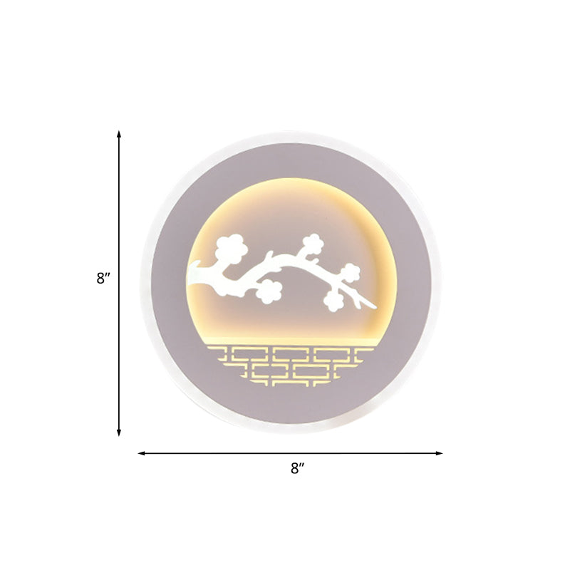 Simplicité Cercle Conce Light avec voilier / arbre Salle d'étude en acrylique LED LEMPUR MUR ALIMENTATION EN BLANC