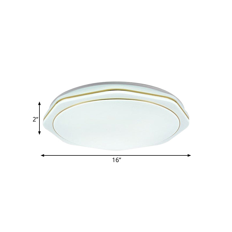 White Geometry Ceiling Mounted Lamp Modern 16"/19.5" W LED Acrylic Flushmount Lighting for Bedroom