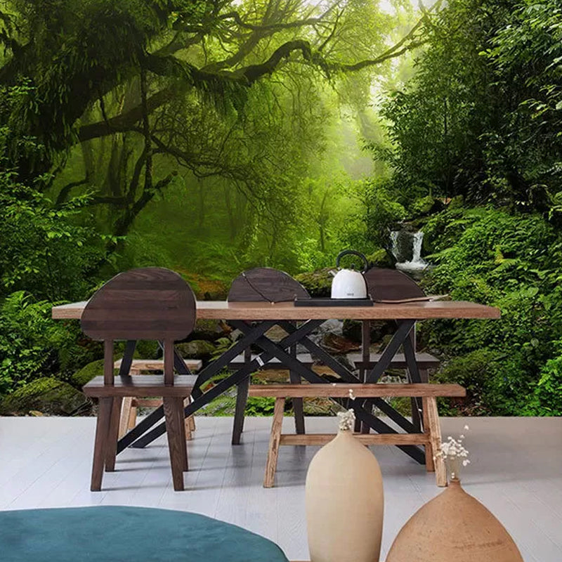 Deep Forest Wall Mural Decal for Accent Wall, Dark Green, Personalized Size Available