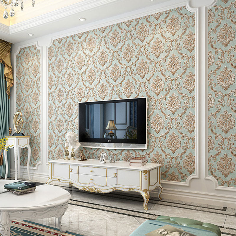 Neutral Color Damask Design Wallpaper Water-Resistant Wall Covering, 33-foot x 20.5-inch