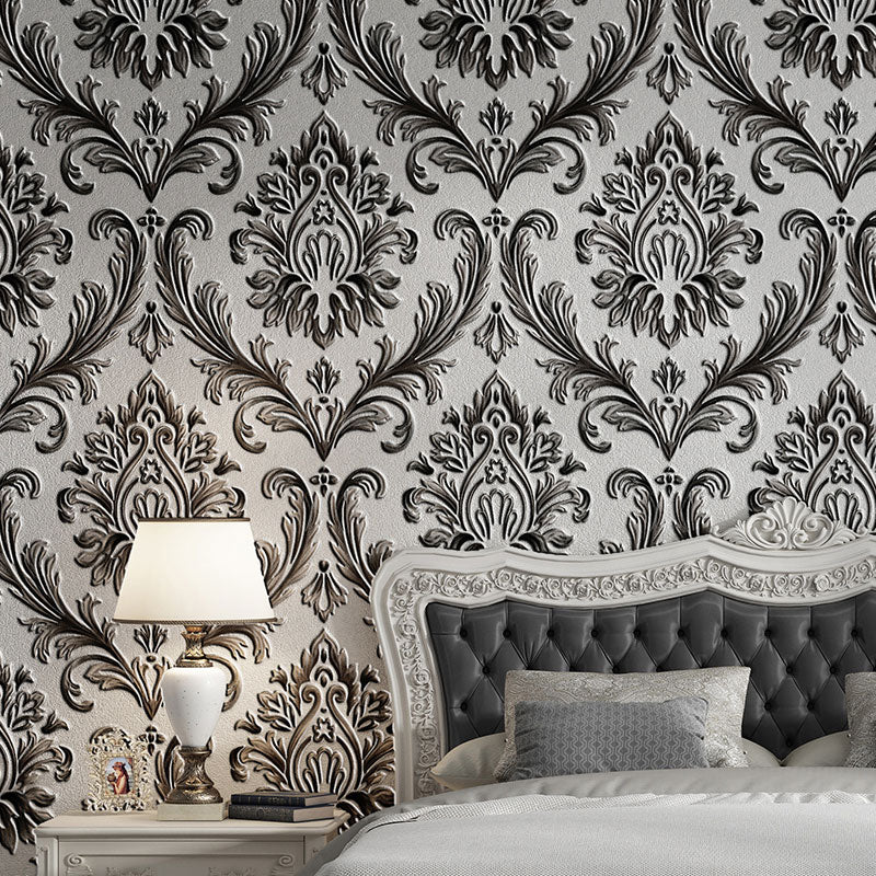 Art mural au design damassé classique pour la décoration de la chambre à coucher, art mural de 20,5 po de largeur x 33 pi de longueur en couleur claire