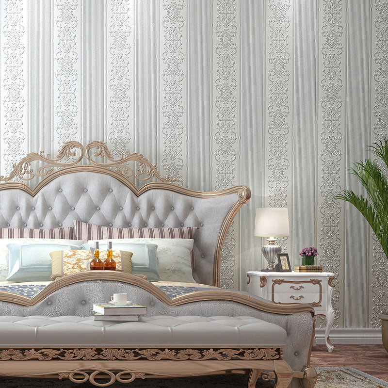 Floral Surface Wallpaper Roll for Living Room Decor Stripes Wall Art in Neutral Color, Stain-Resistant