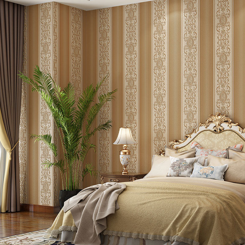 Rouleau de papier peint à Surface florale, pour décoration de salon, Art mural à rayures de couleur neutre, résistant aux taches