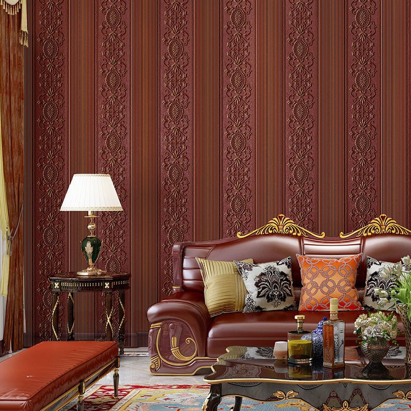 Floral Surface Wallpaper Roll for Living Room Decor Stripes Wall Art in Neutral Color, Stain-Resistant