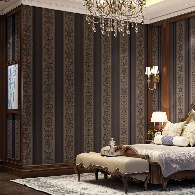 Floral Surface Wallpaper Roll for Living Room Decor Stripes Wall Art in Neutral Color, Stain-Resistant