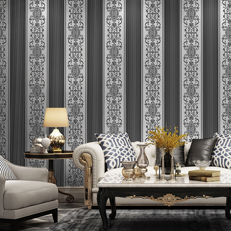 Floral Surface Wallpaper Roll for Living Room Decor Stripes Wall Art in Neutral Color, Stain-Resistant