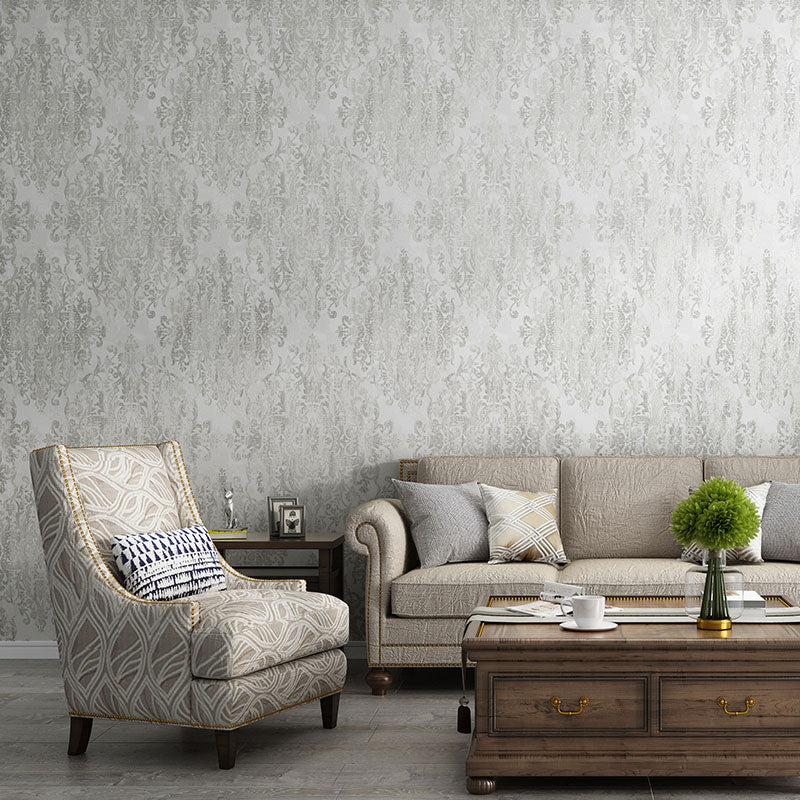 Classic Damasque Wallpaper Roll for Accent Wall in Pastel Color, 20.5-inch x 33-foot