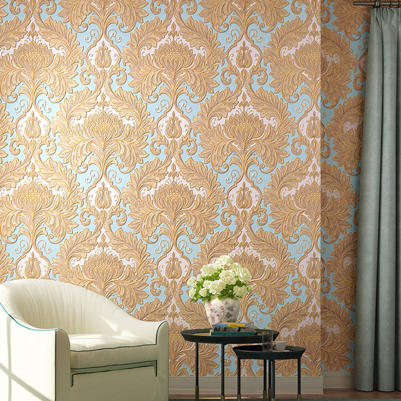 Stain-Resistant Damask Design Wallpaper 33' x 20.5" Classic Wall Covering for Living Room Decor