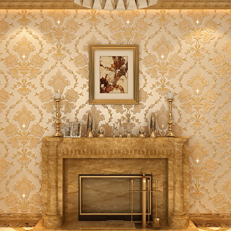 Natuurlijke kleur Damasque wandbekleding waterbestendig behangrol voor woonkamerdecoratie