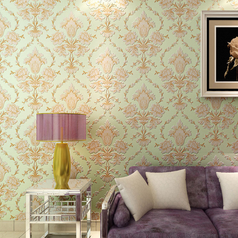 Natuurlijke kleur Damasque wandbekleding waterbestendig behangrol voor woonkamerdecoratie
