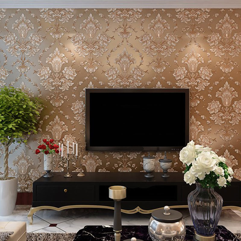 Natuurlijke kleur Damasque wandbekleding waterbestendig behangrol voor woonkamerdecoratie