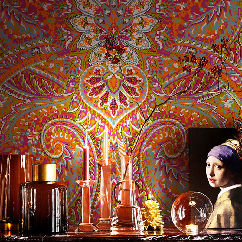 Stain-Resistant Totem Wallpaper Roll Plaster Asia Inspired Wall Art for Dining Room Decor