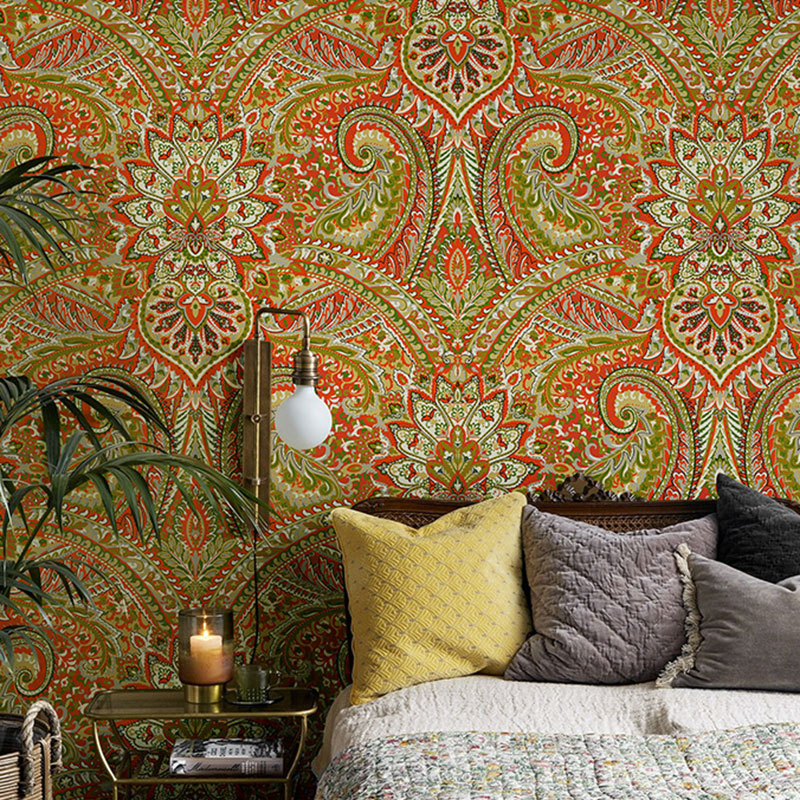 Stain-Resistant Totem Wallpaper Roll Plaster Asia Inspired Wall Art for Dining Room Decor