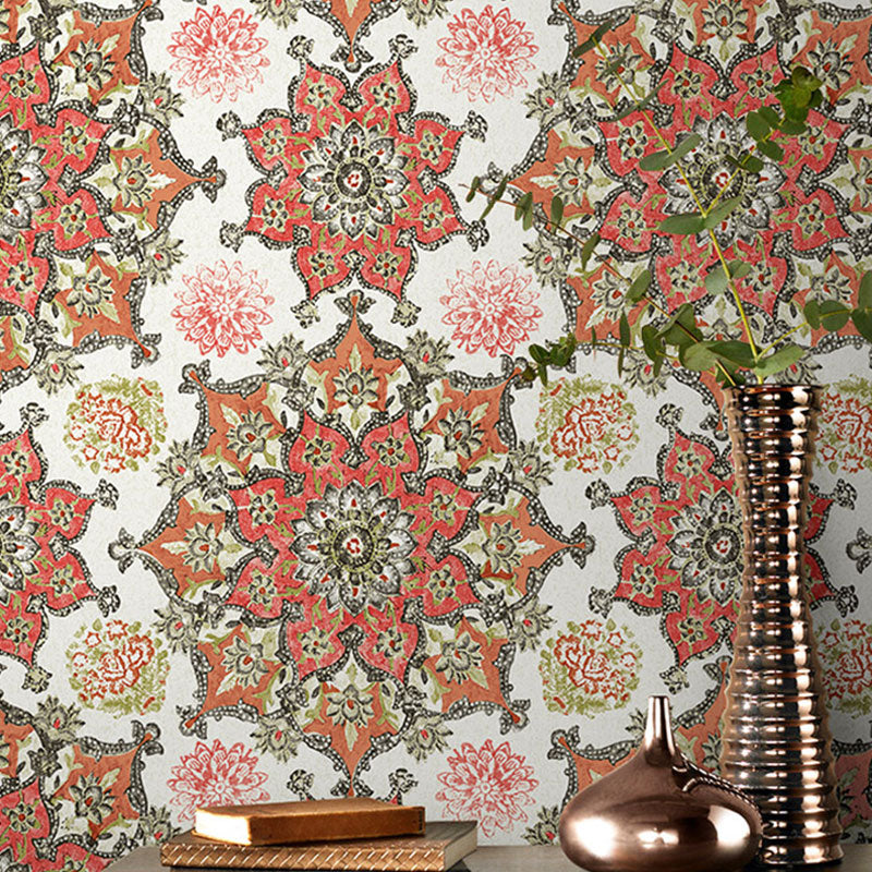 Neutral Color Totem Wall Art for Accent Wall Asia Inspired Wallpaper, 33-foot x 20.5-inch