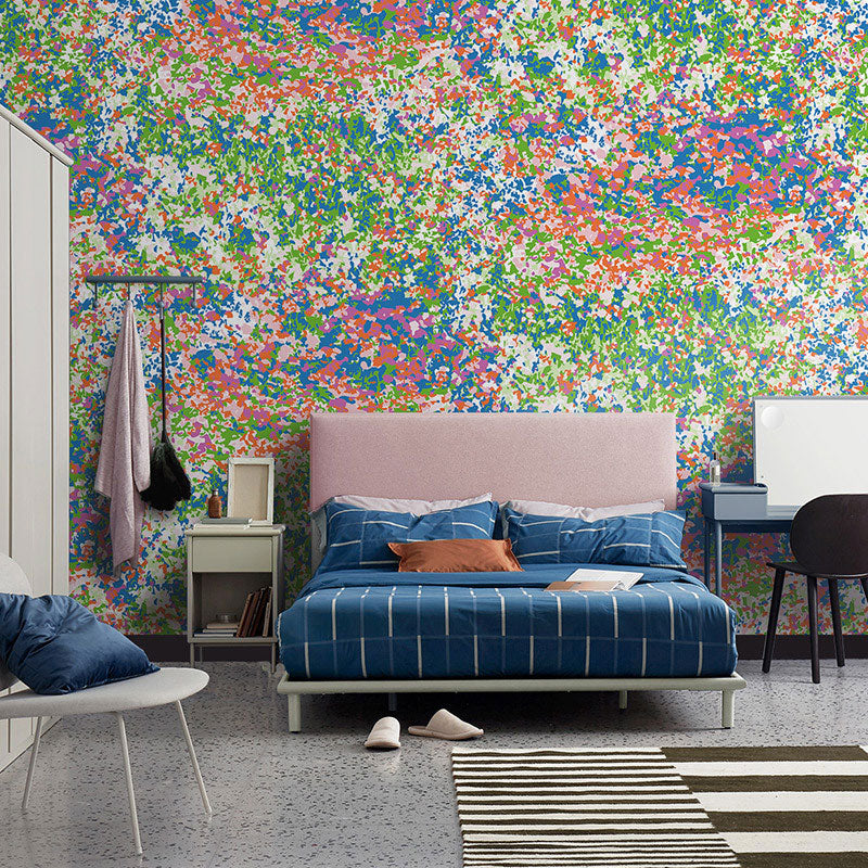 Dense Flower Pattern Wallpaper Roll for Gallery Decoration Oil Painting Wall Covering in Light Color, Water-Resistant