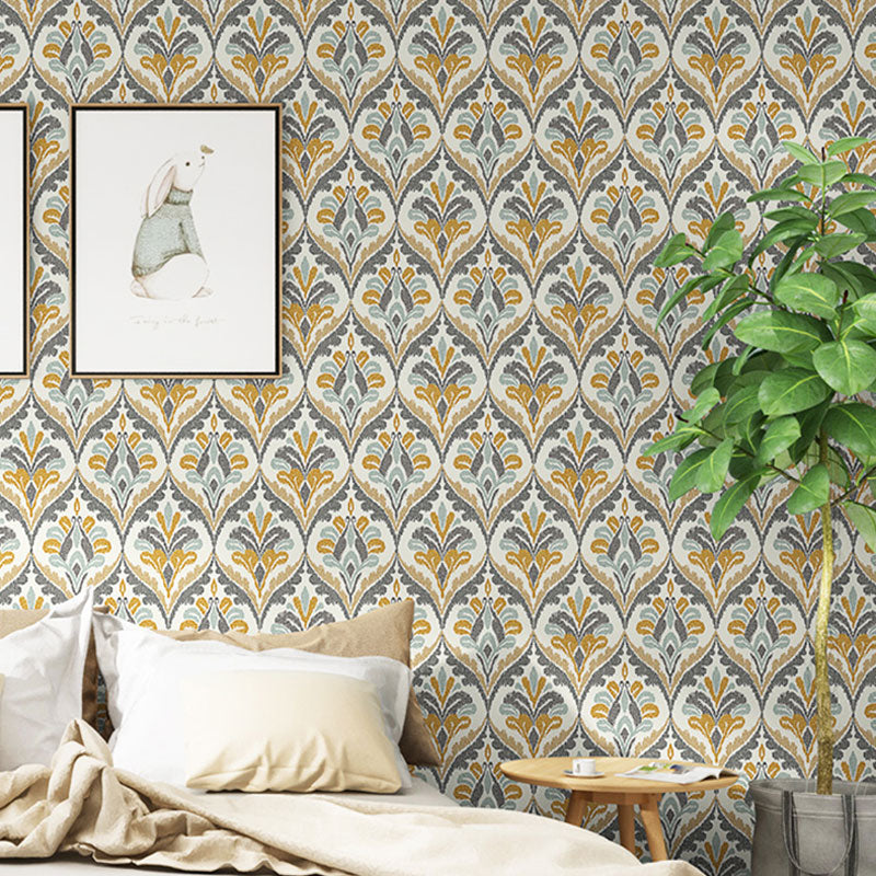 Countryside Wallpaper in Light Color Flower and Gird Wall Art, 20.5-inch x 33-foot