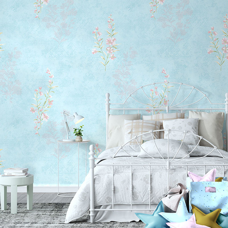 Soft Color Minimalist Wall Covering 20.5 in x 33 ft Flower and Leaf Wallpaper Roll for Girl's Bedroom