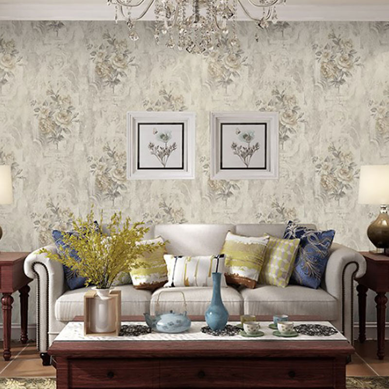 Elegant Blossoming Rose Wall Art for Living Room Nostalgic Wallpaper Roll, 33 ft. x 20.5 in